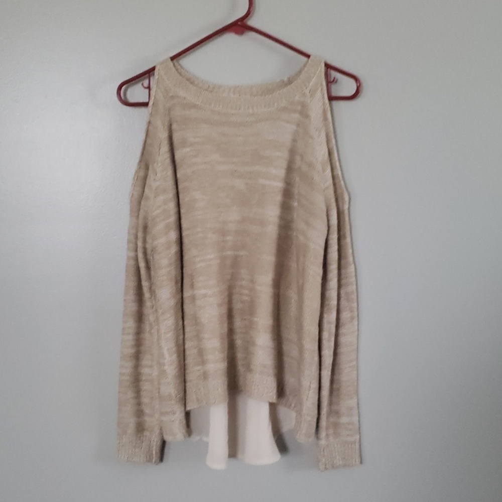 Cold shoulder camisole back sweater